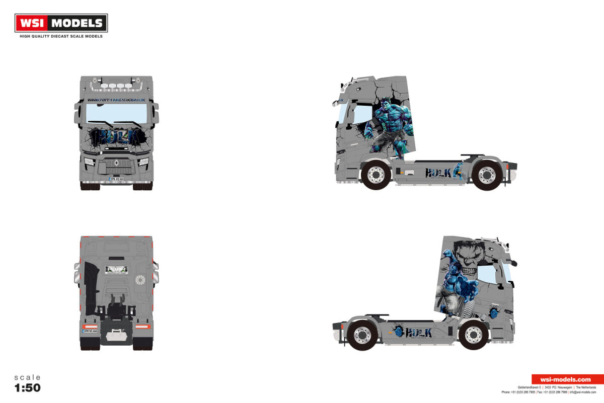 01-5243 -WSI - Renault T High Evo 2achs Zugmaschine "Popp Fahrzeugbau " HULK" DE